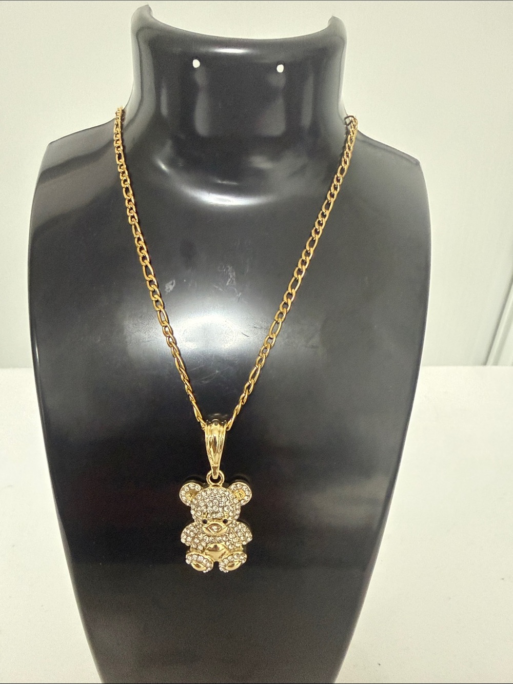 Fashion Jewelry Gold Teddy Bear Crystal Pendant Necklace - Women Jewelry